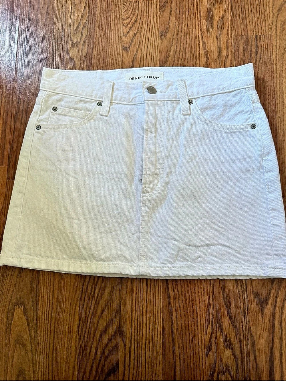 Denim Forum '90s Rigid Skirt Mini Skirt in White Waist 25